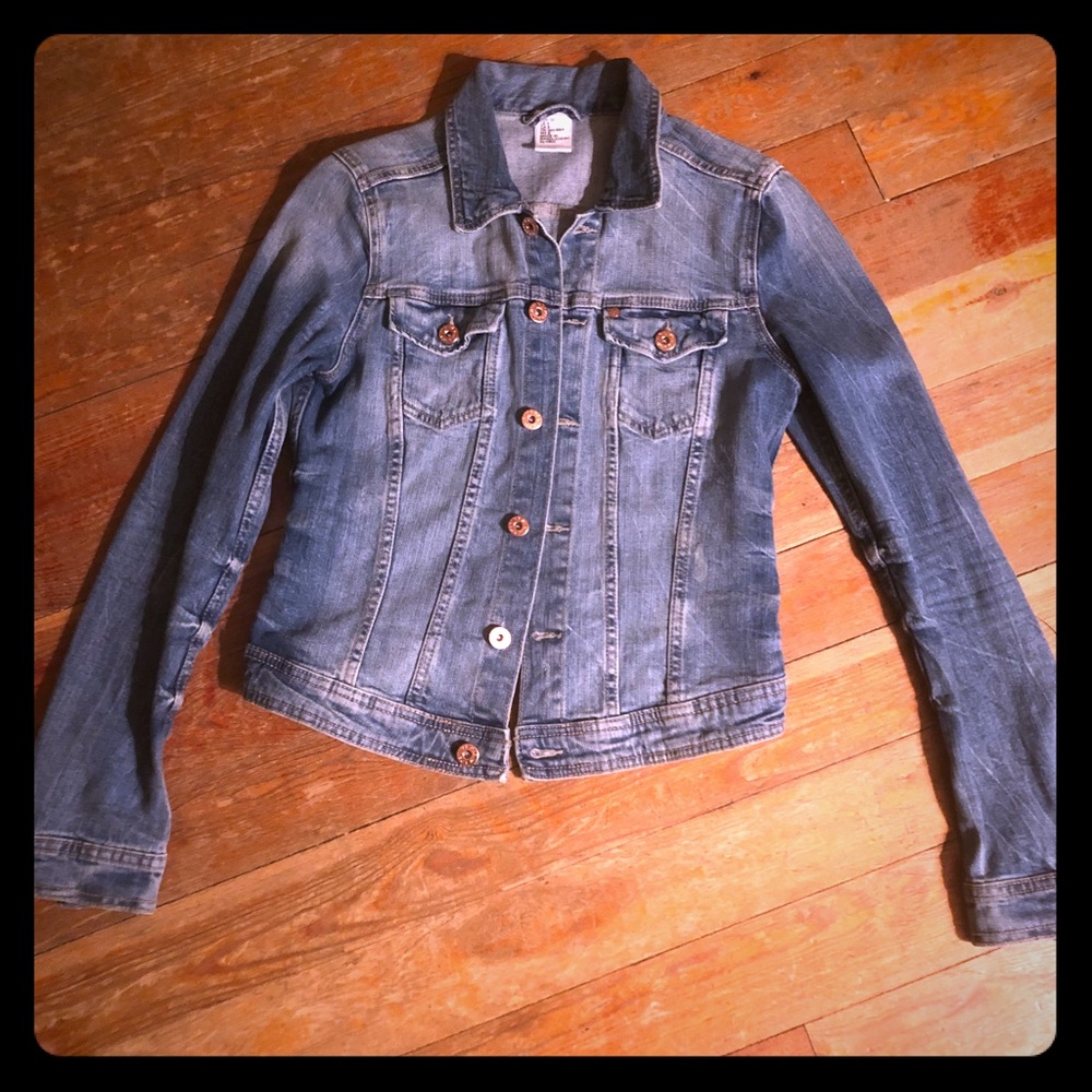 H&M tailored denim jacket fitted SZ 6/8